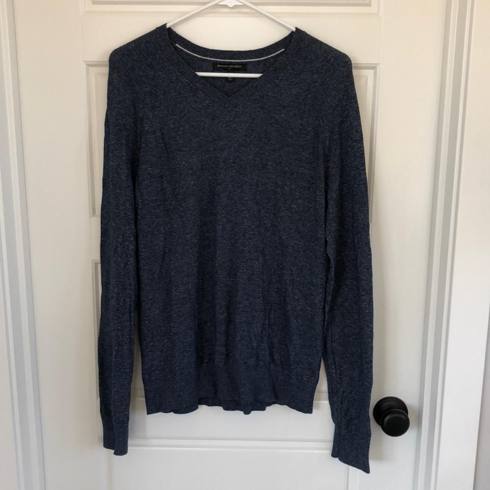Banana Republic Navy Blue Cotton Lightweight Sweater Size Medium